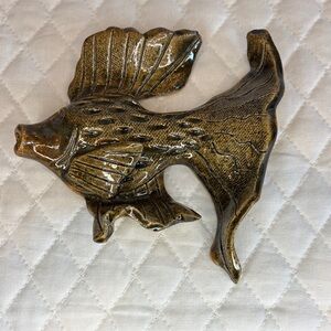 Handmade ceramic pottery fish figurine paperweight Vintage Pottery